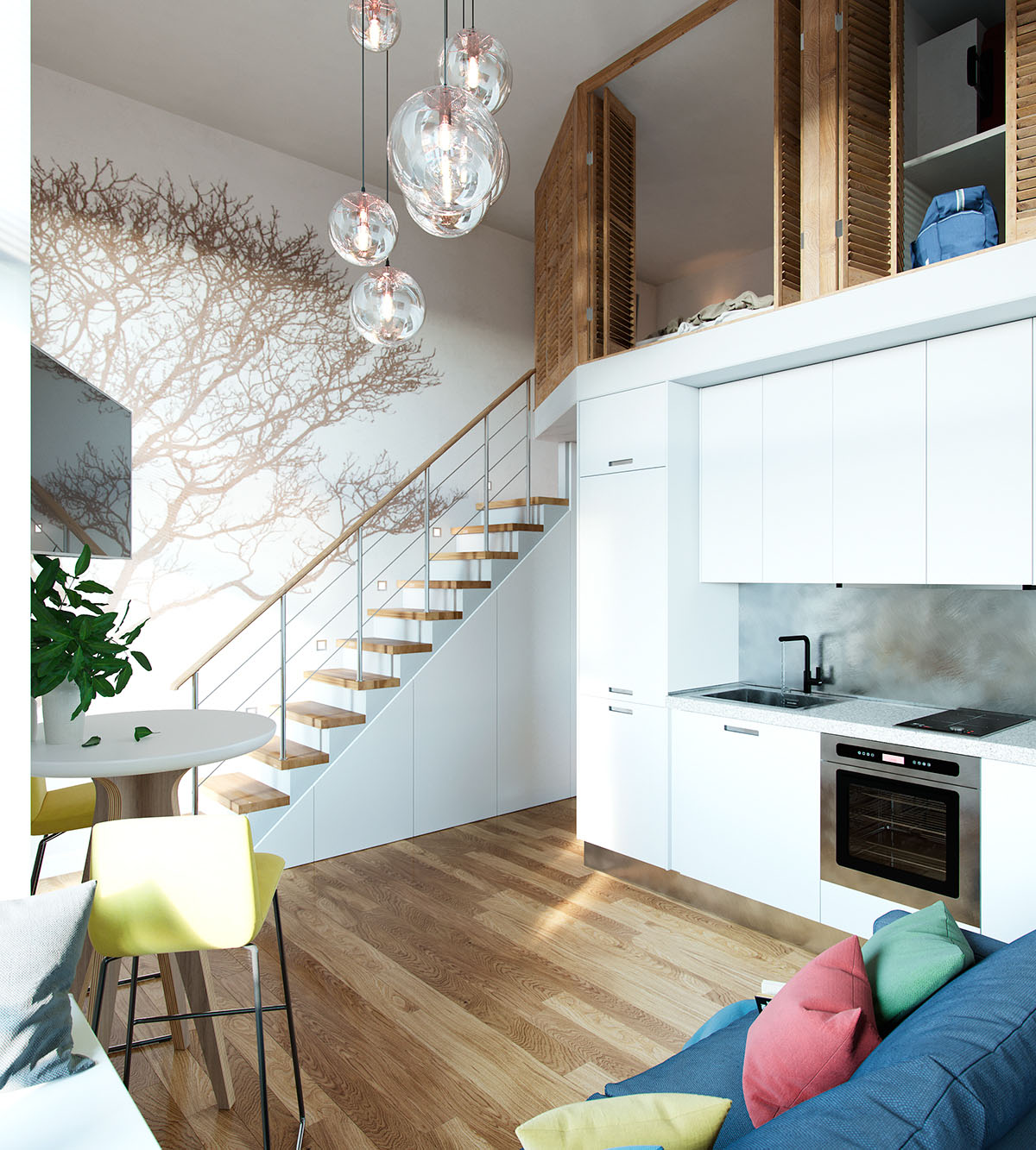 Small Studio Apartment In Moscow With Loft Bedroom IDesignArch 