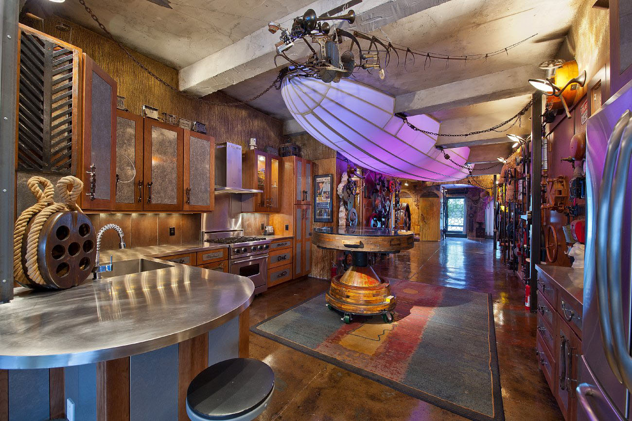 Retro futuristic steampunk loft apartment in new york ...