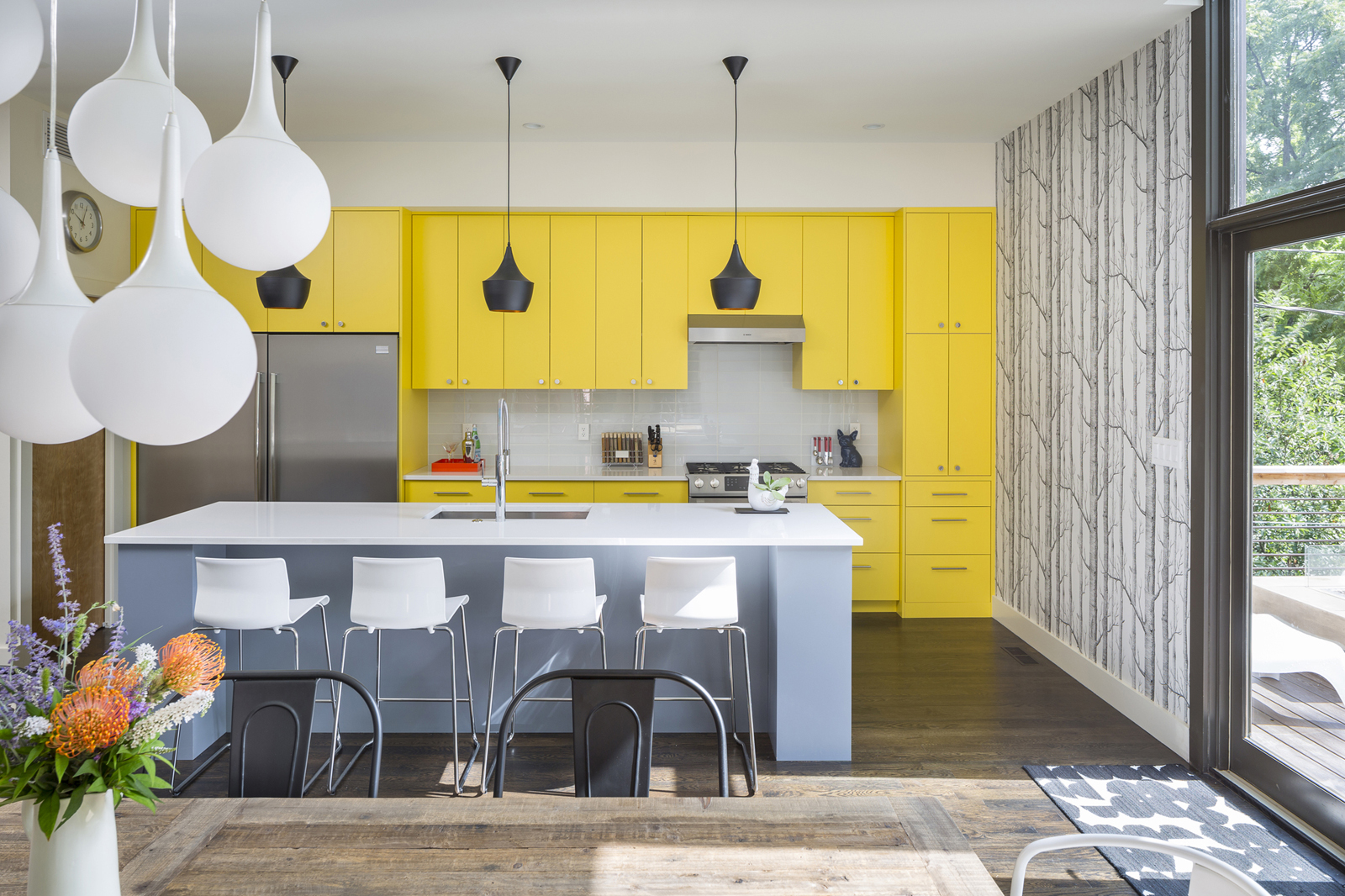 Modern Kitchen with Yellow Cabinets