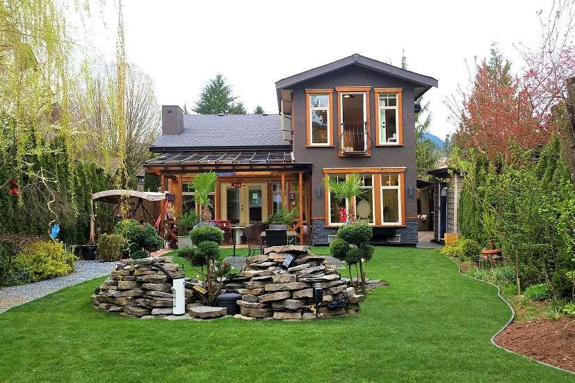 Backyard Garden with Waterfall and Pond