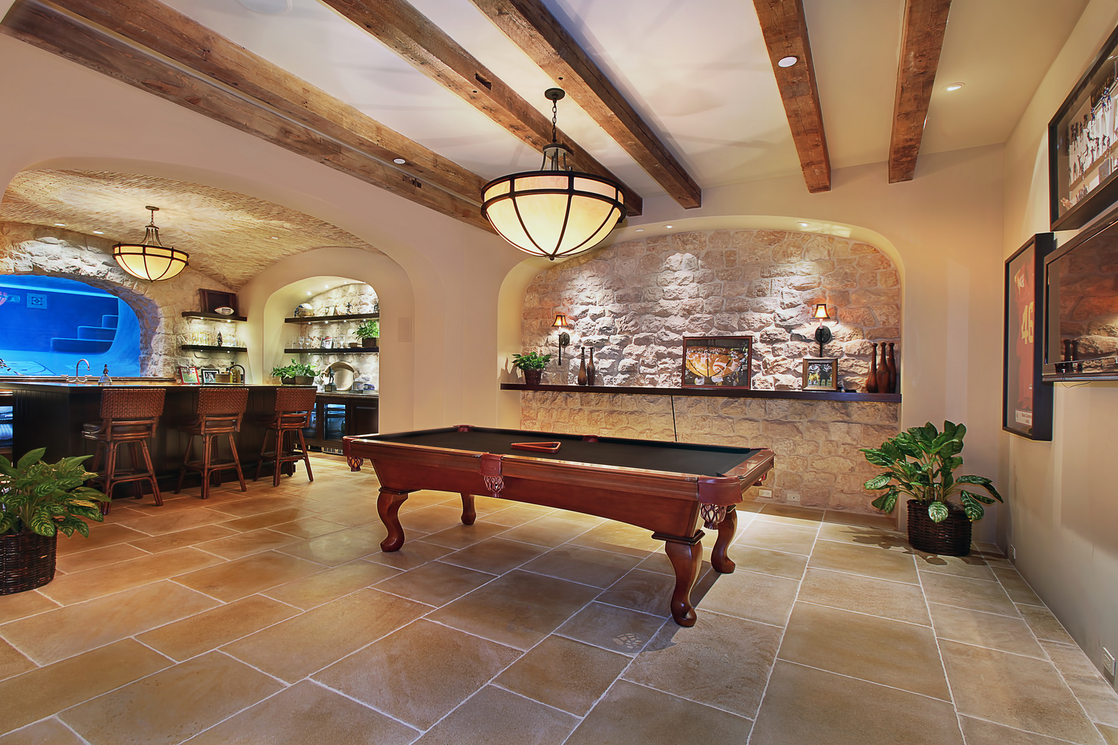 Elegant Home Basement Entertainment Room