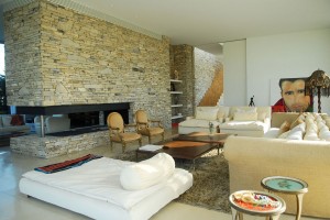 Modern House with Stone Wall