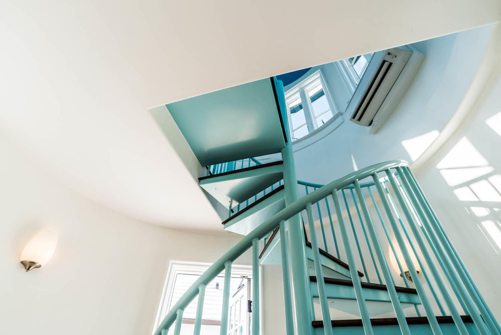 Interior Turquoise Metal Spiral Staircase