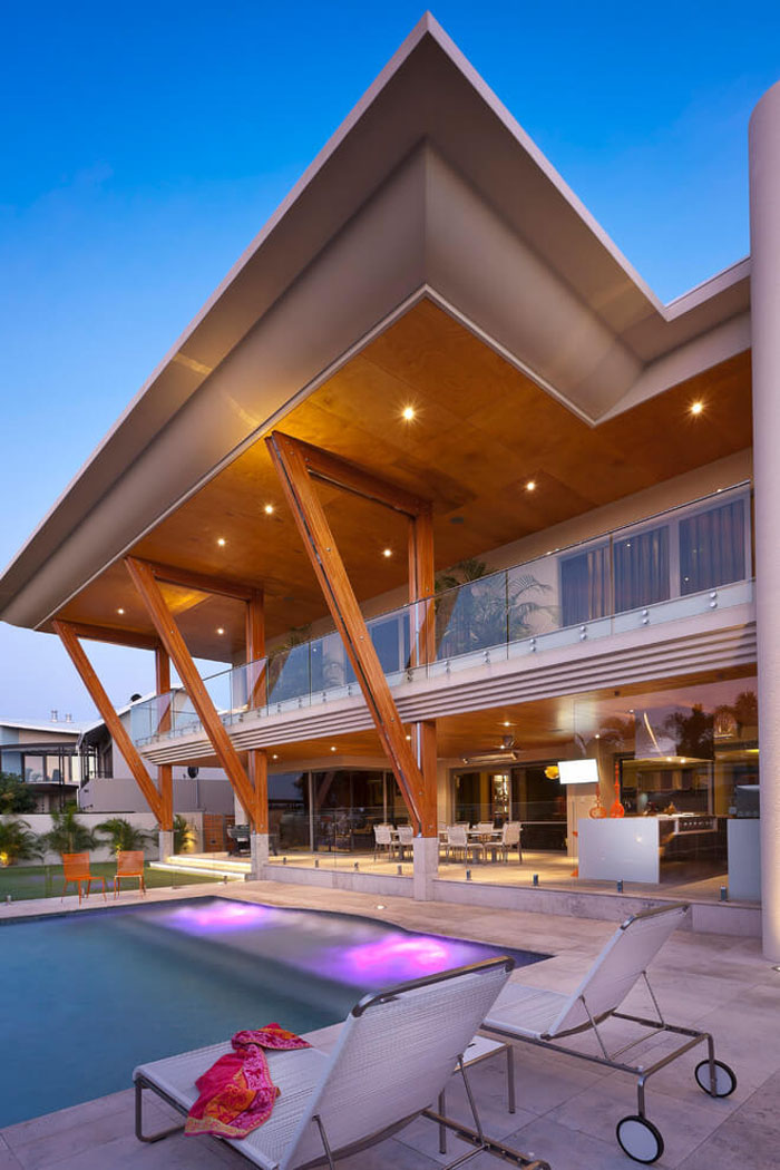 Modern Home with Large Cantilevered Roof