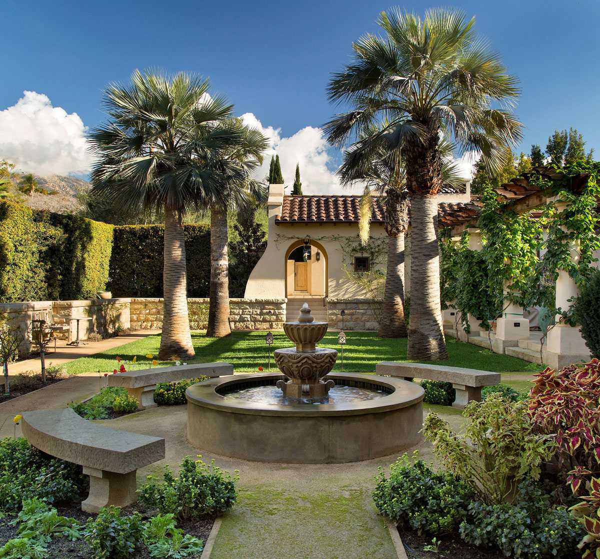 Private Backyard with Courtyard and Fountain