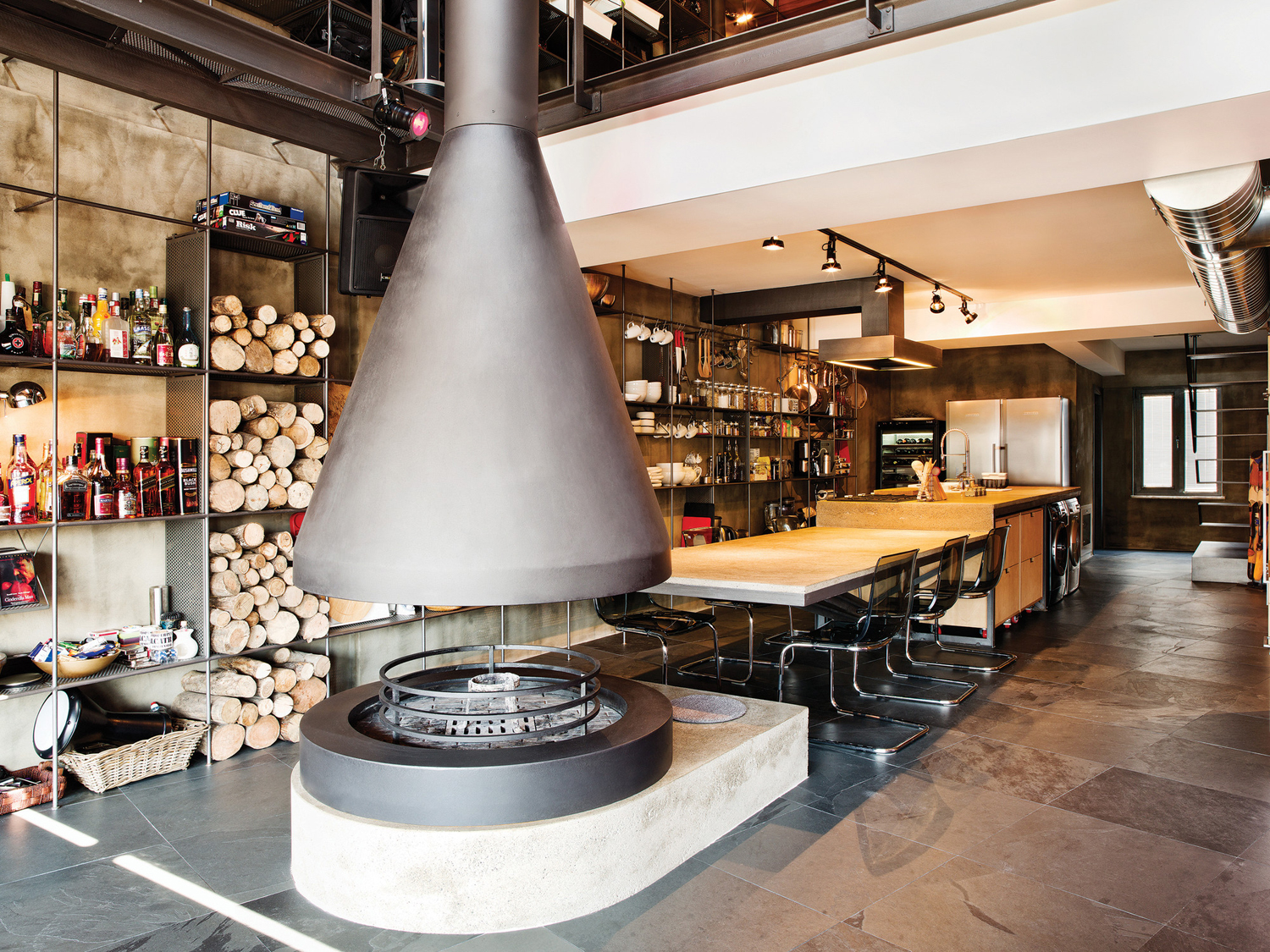 Kitchen with Fireplace