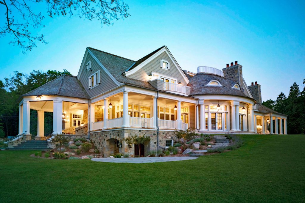 Shingle Style Summer Lake House with Classical Elements