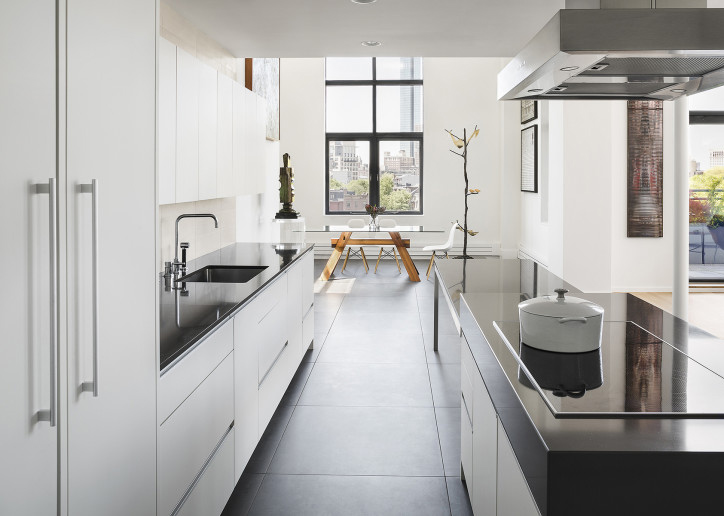 White Minimalist Apartment Kitchen Design