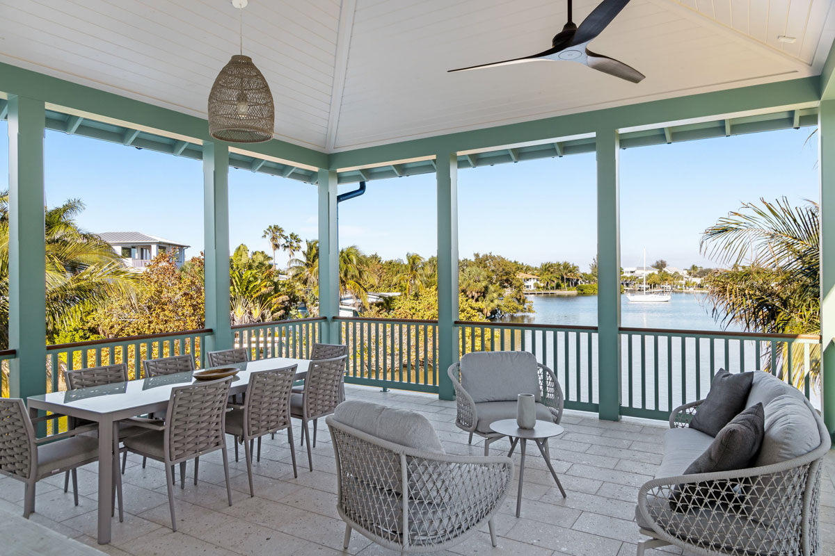 Covered Balcony with Water View