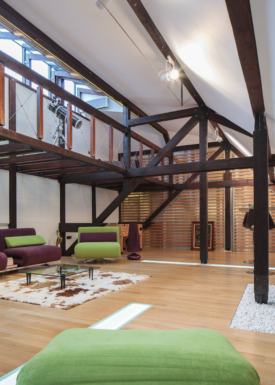 Attic Loft with Wood Beams