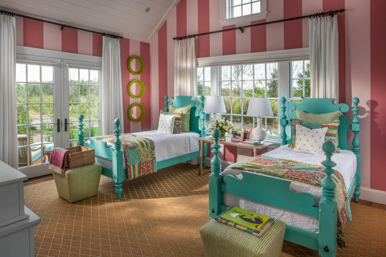 Colorful Kids' Bedroom with Turquoise Beds