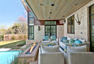 Outdoor Patio with Modern Fireplace