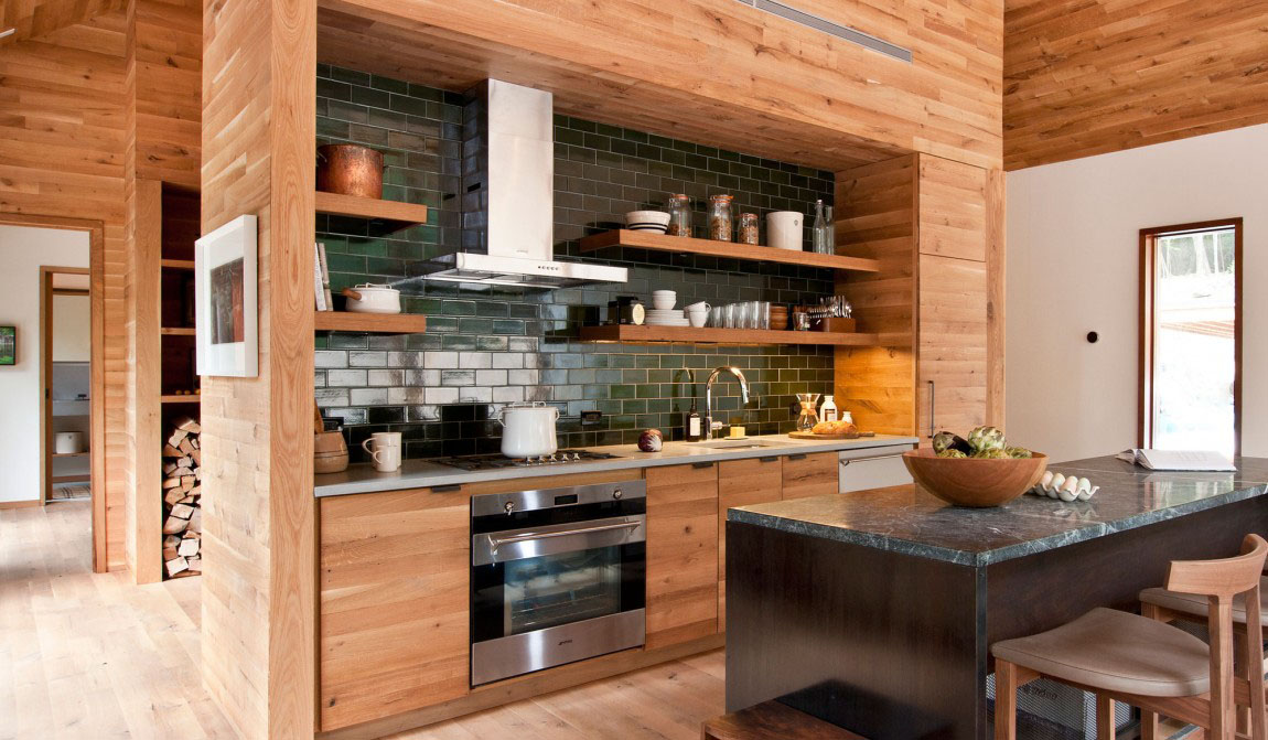 Modern Country Kitchen with Natural Wood Cabinets
