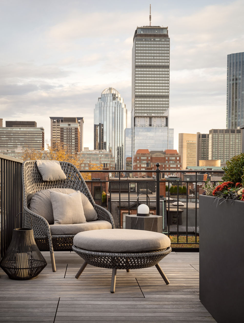 Rooftop Living Space with View of City Skyline
