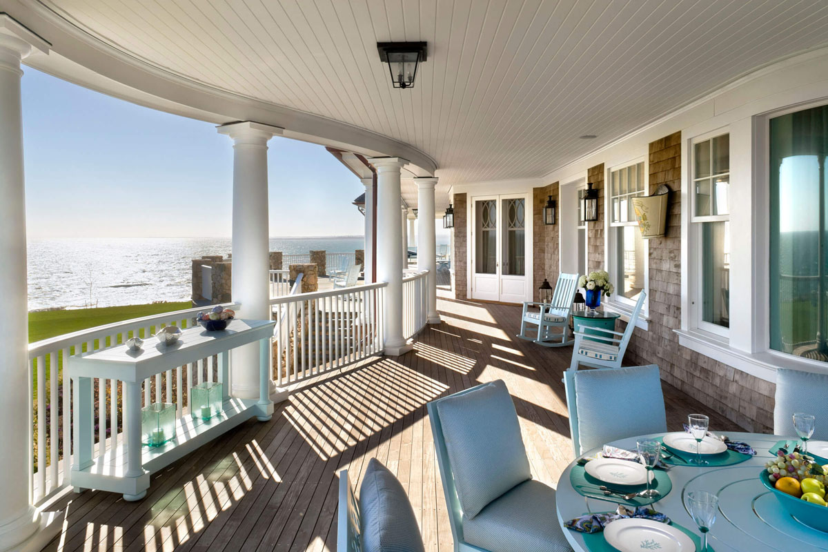 Ocean View Covered Porch with Columns