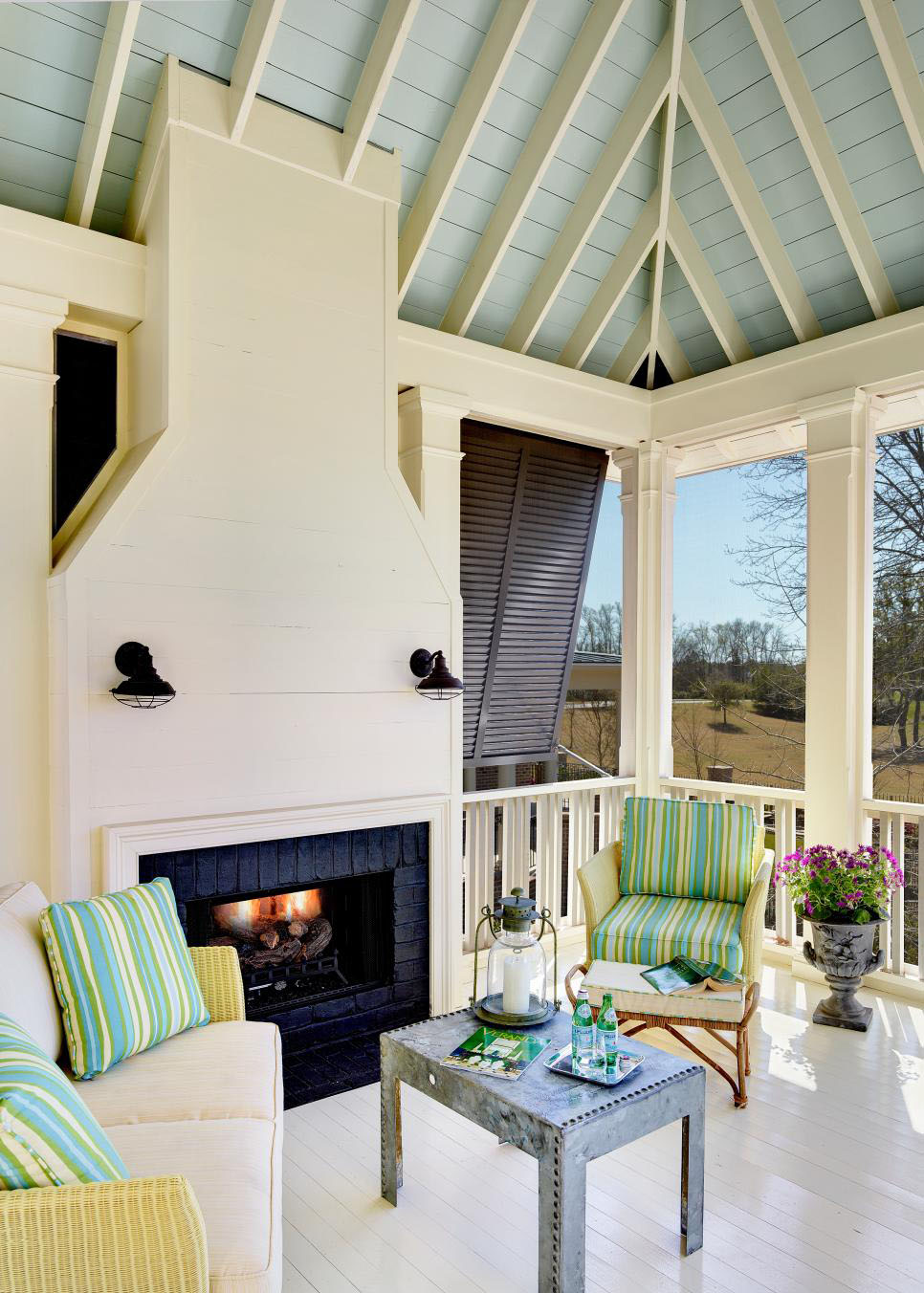 Coastal Gazebo with a Classic Fireplace