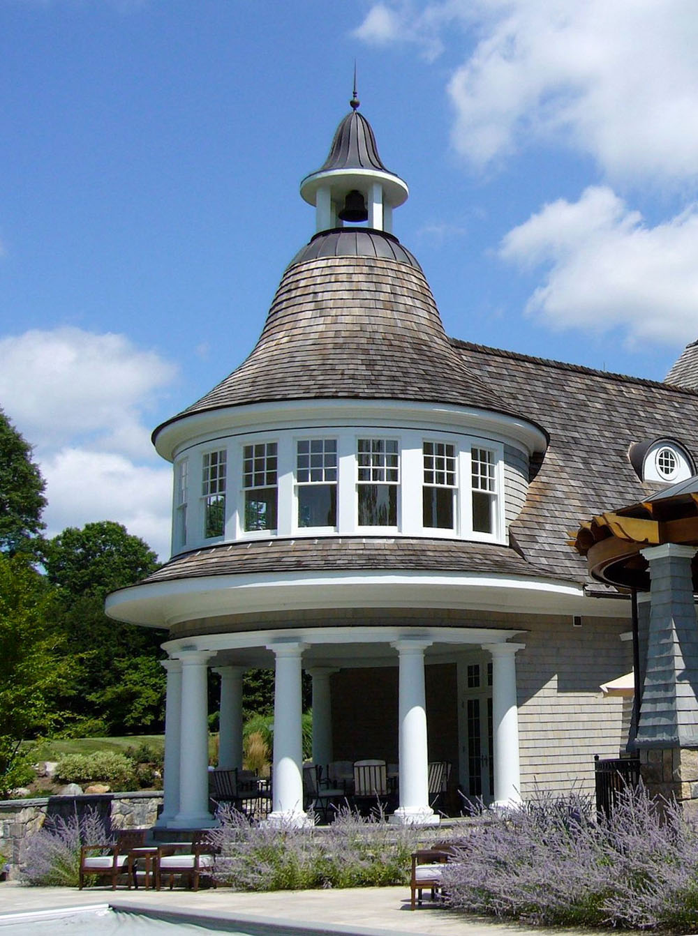 Shingle Style House with Bell Tower and Turret