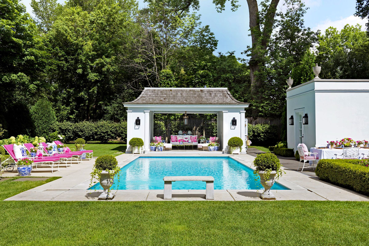 Pool Pavilion with Hollywood Regency Vibe