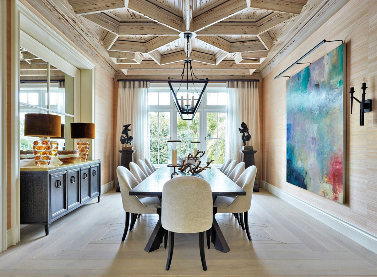 Dining Room with Cypress Ceiling Treatment