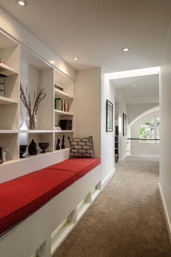 Elegant Hallway Bench with Bookshelf