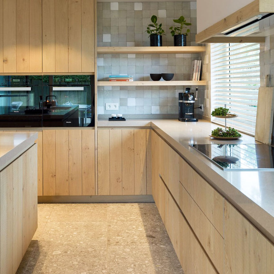 Rustic Modern Kitchen with Light Natural Wood Cabinets