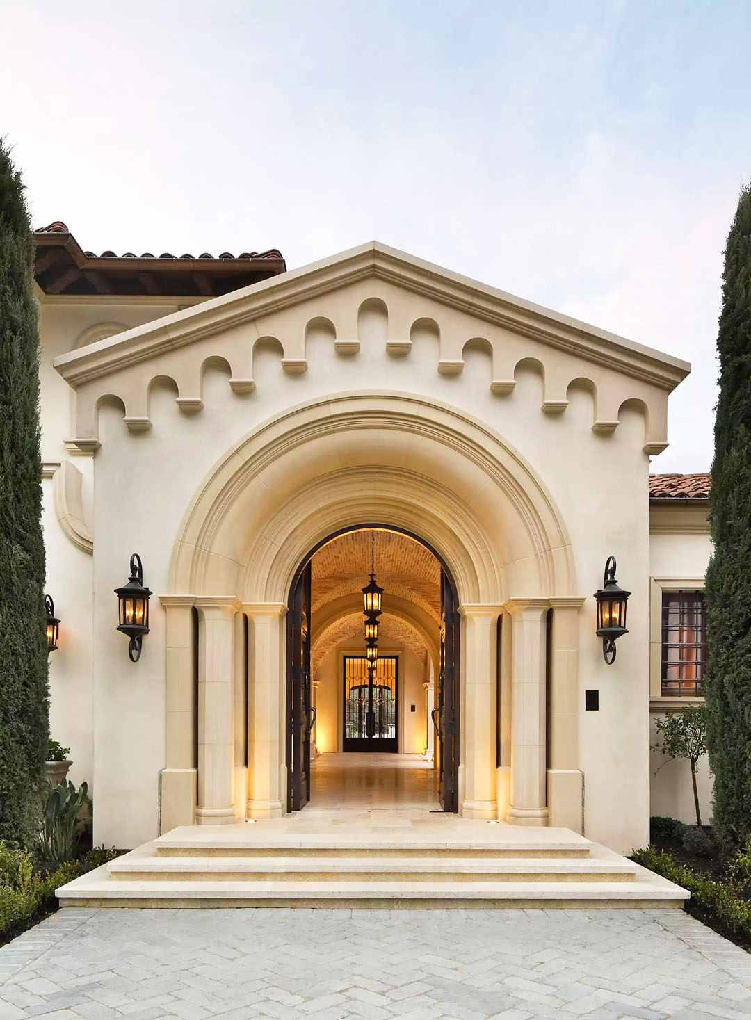 Mediterranean Villa with Archway Front Entrance