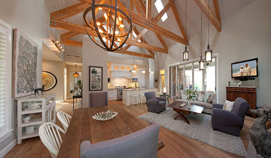 Contemporary Cottage with Wood Trusses 