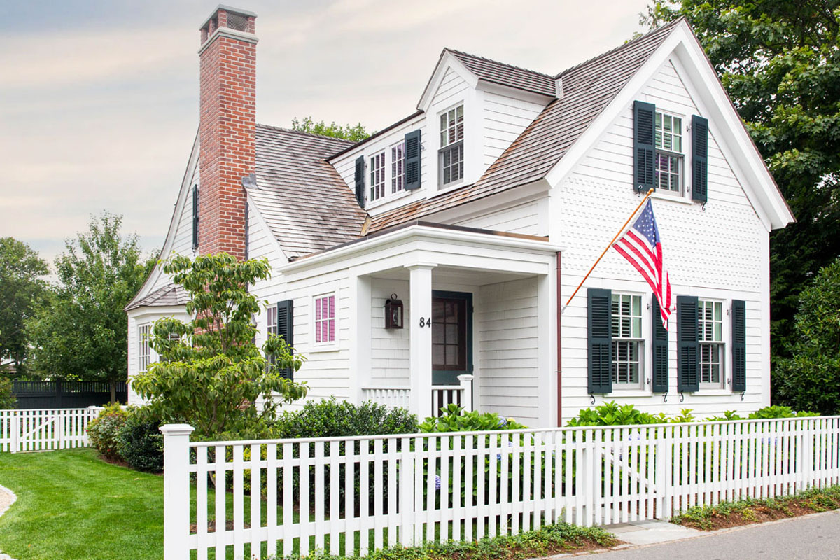 Cottage with American Flag