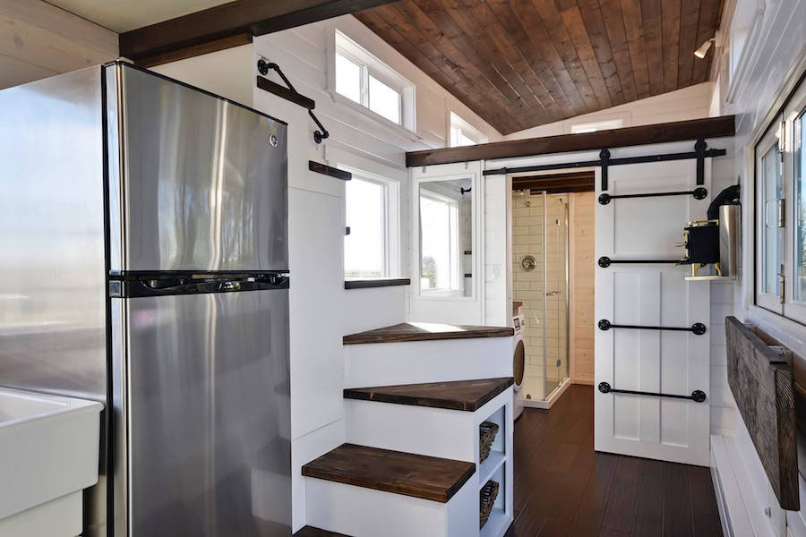 Tiny House with Staircase and Full Size Fridge