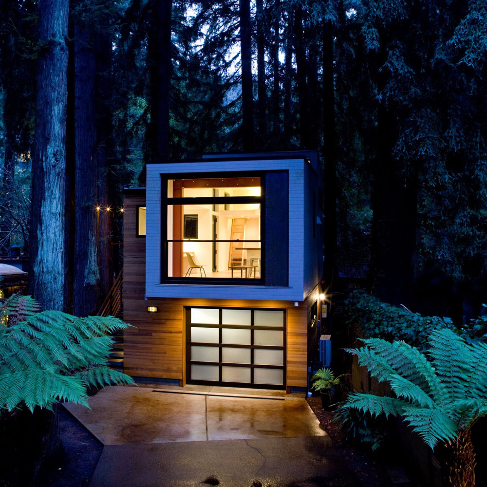 Custom Modern Home Extension And Garage In The Middle Of A Redwood