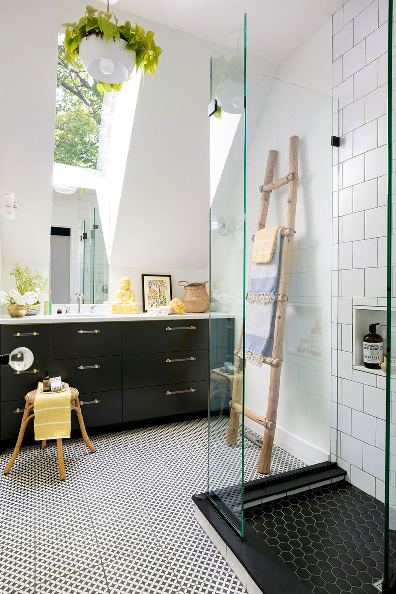 Contemporary Bathroom with Skylight