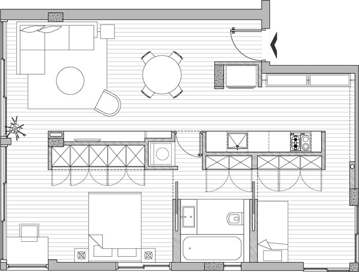 Small Apartment Design In Tel Aviv With Great Floorplan