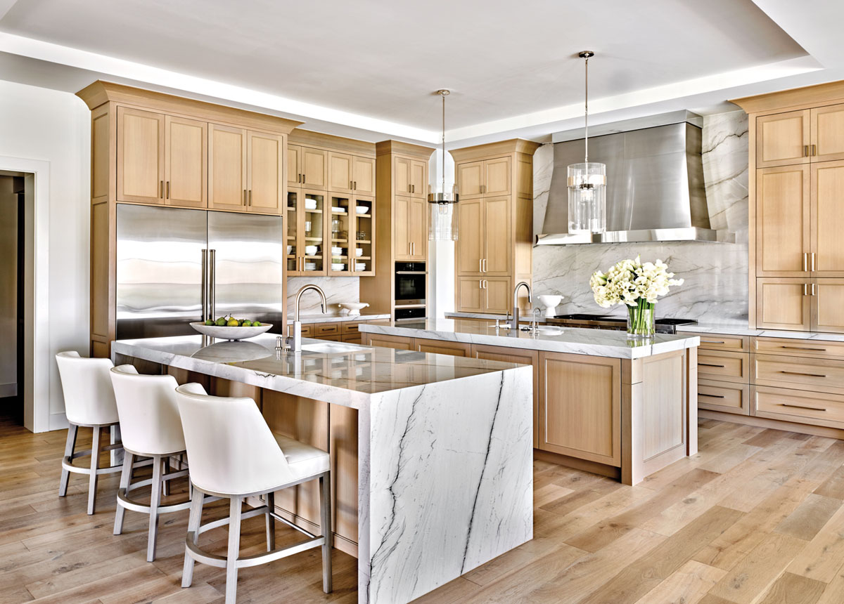 Kitchen with White Oak Cabinets and Quartz Countertops