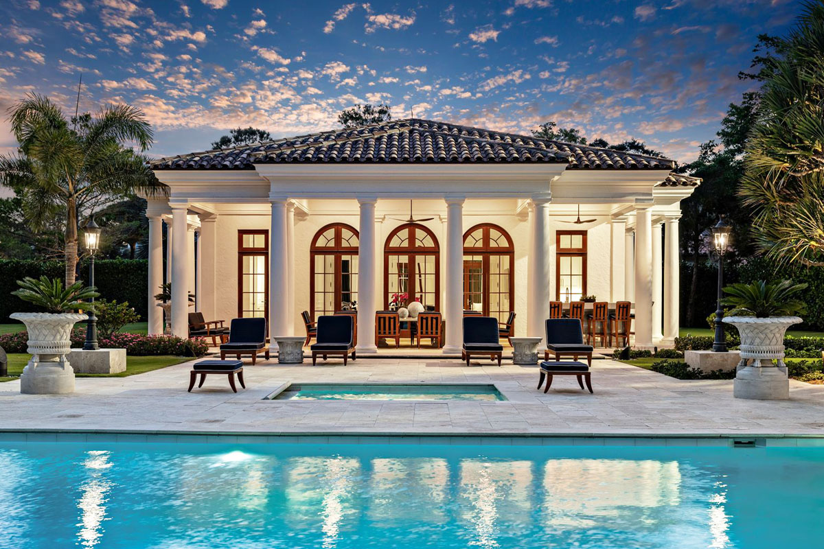 Luxury Poolhouse with Classical Columns