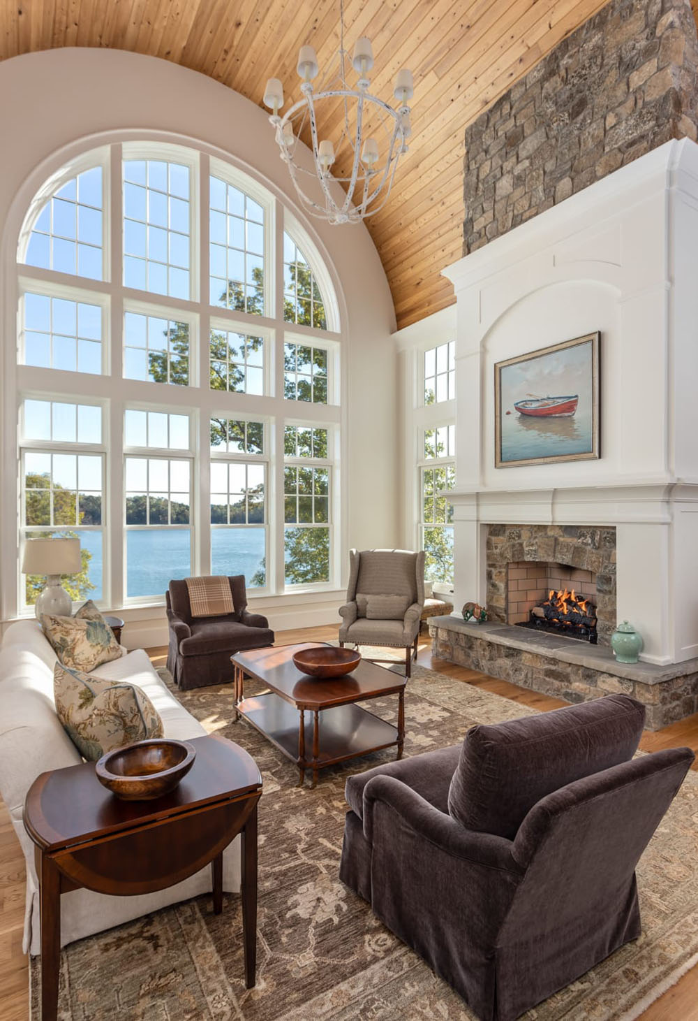 Double Height Arched Window with Lake View