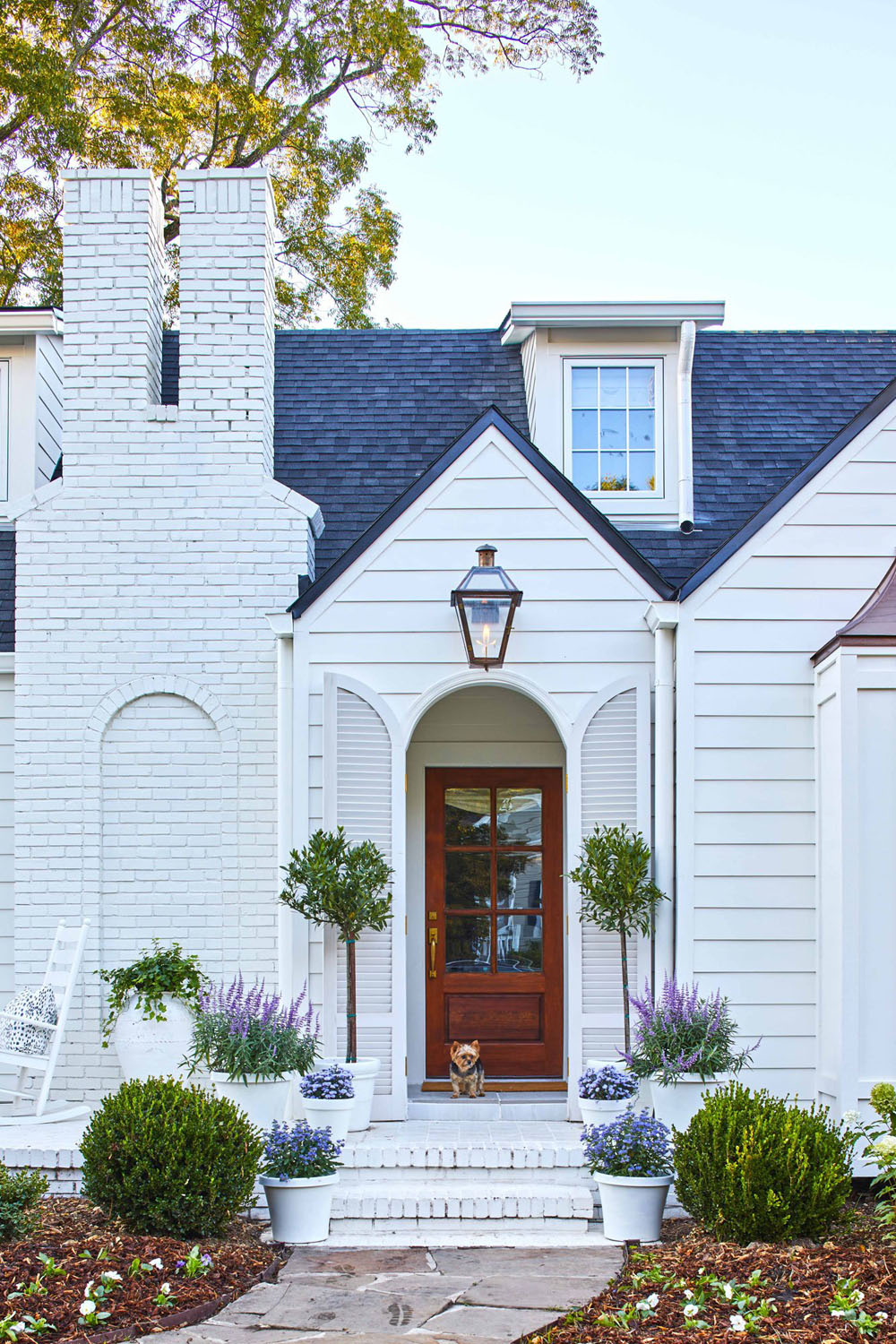 Arched Door Opening with Angel Wings White Shutters