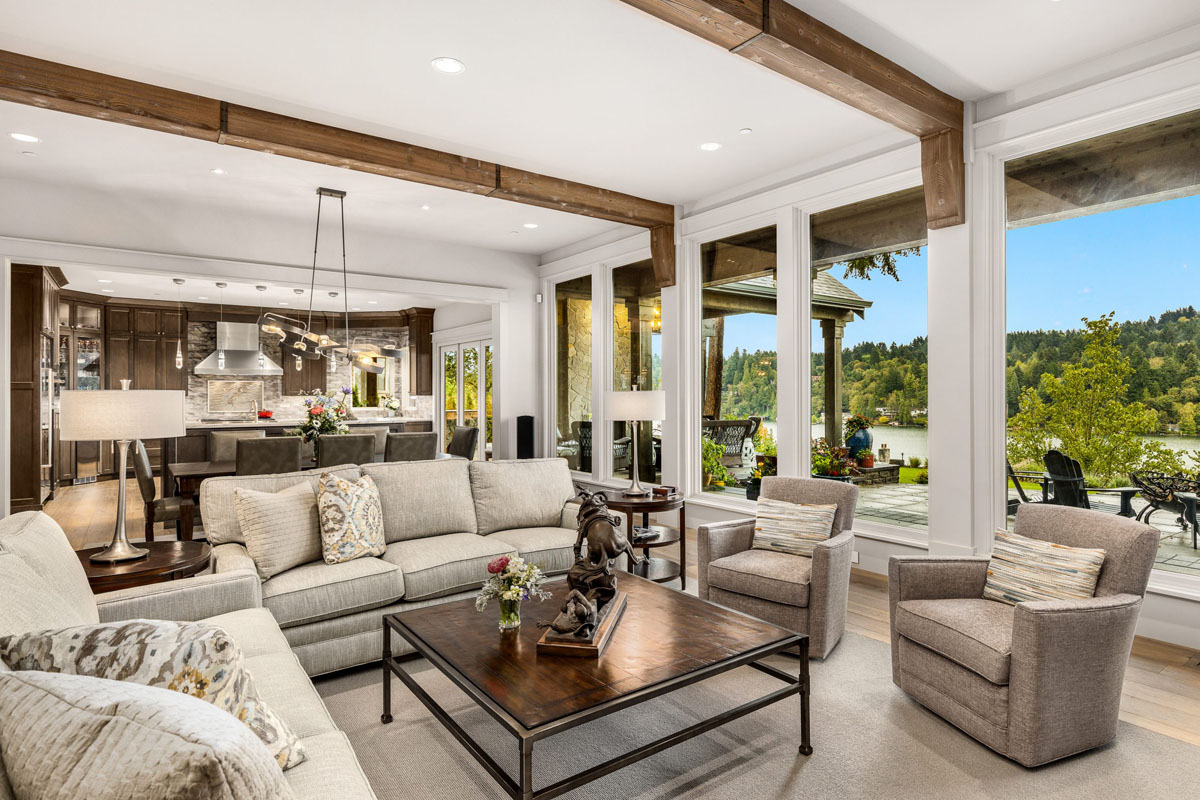 Modern Interior with Rustic Wood Beams