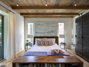 Modern Bedroom with Wood Ceiling