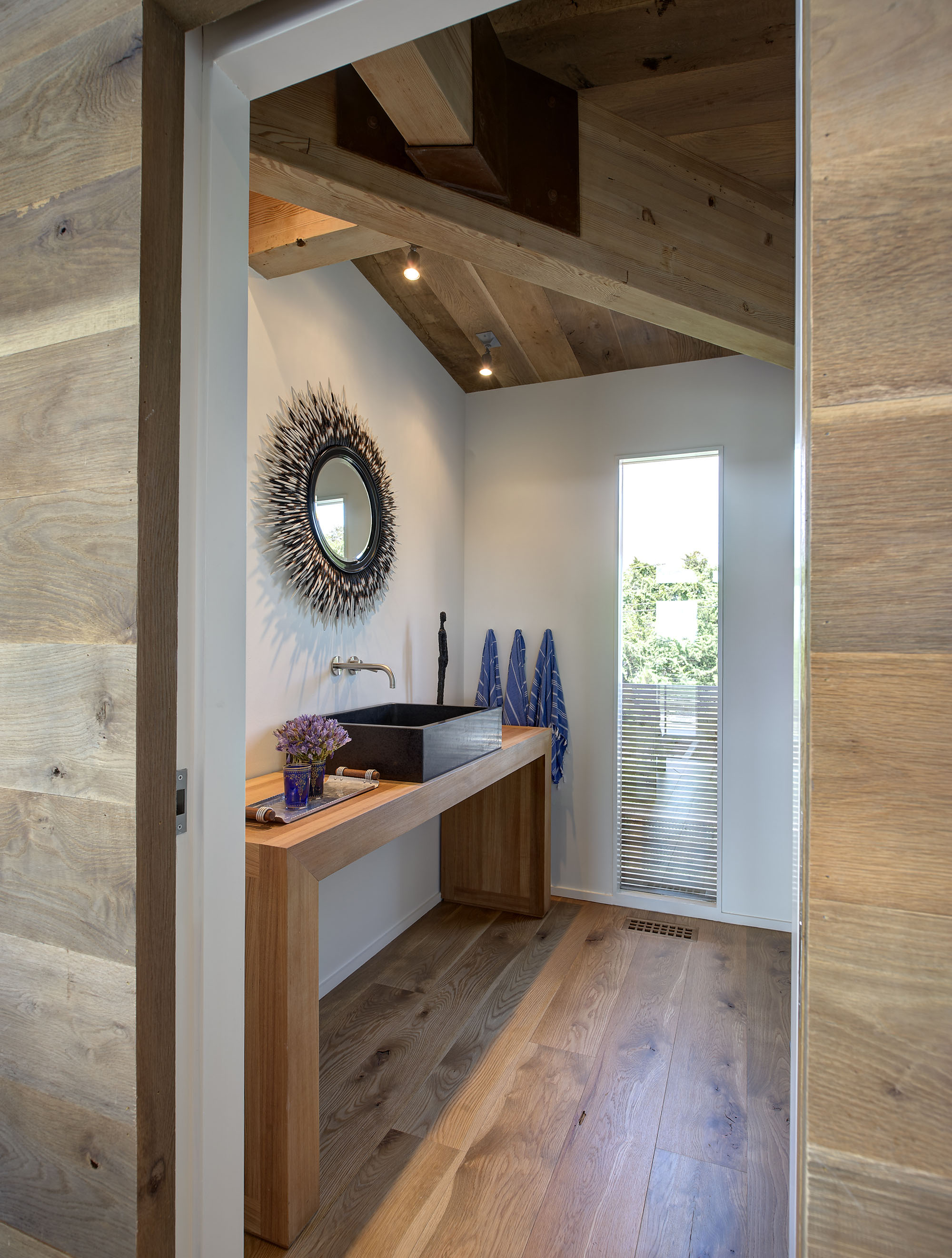 Modern Bathroom with Wood Floors