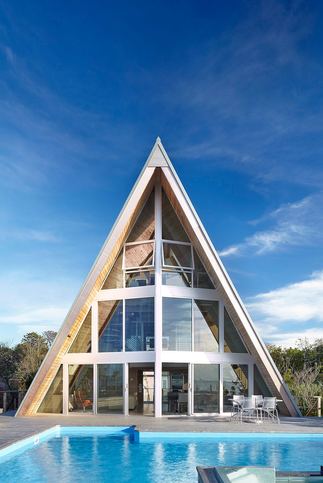 A-Frame Beachfront Home with Swimming Pool