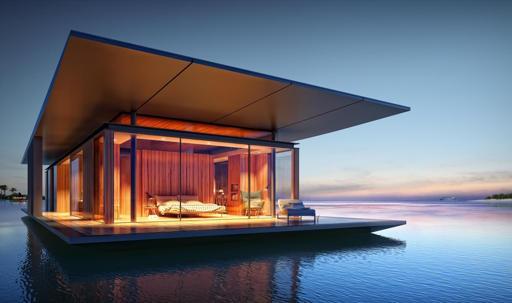 Minimalist Mobile Floating House