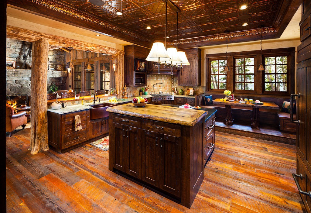 Rustic Country Kitchen with Natural Wood