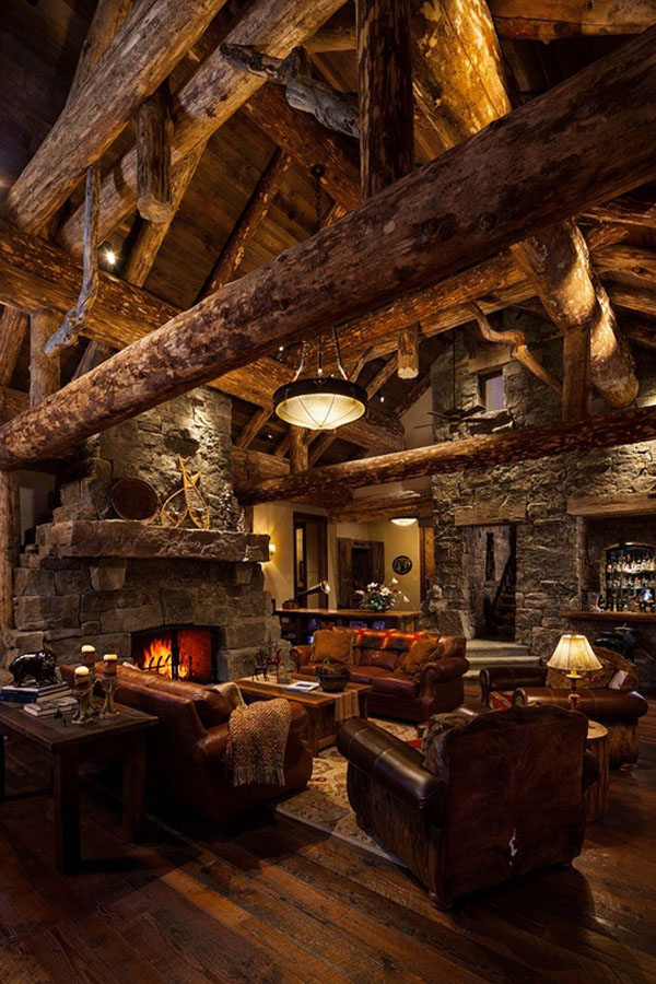 Mountain Retreat with Exposed Natural Wood Beams