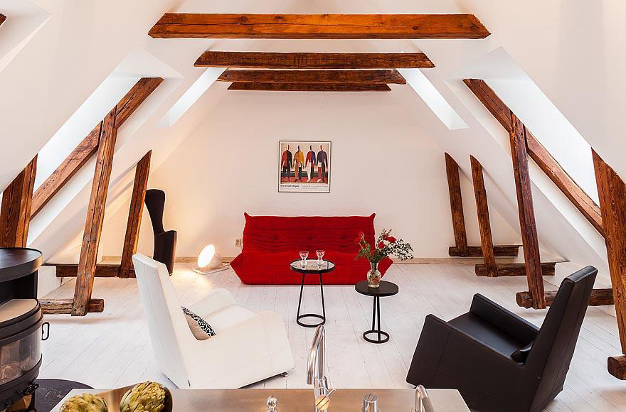 Duplex Apartment with Exposed Wood Beams