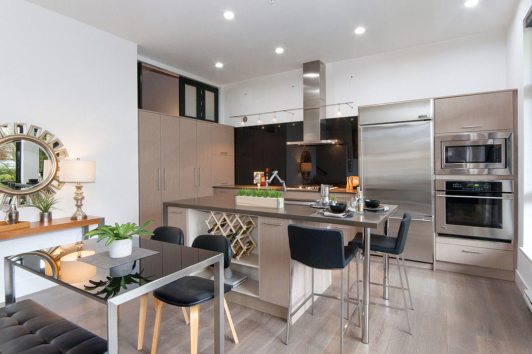 Chic Modern Kitchen with Stainless Steel Appliances