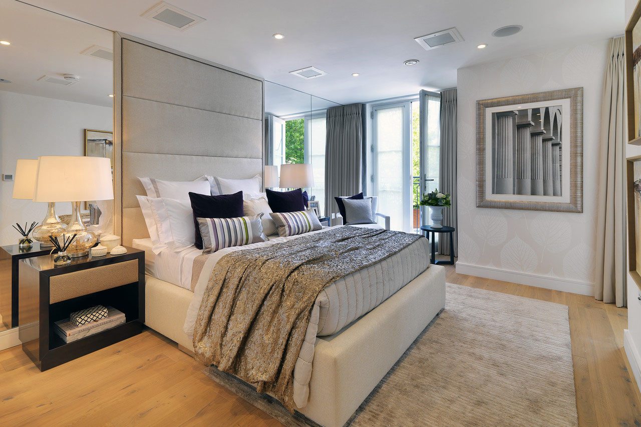 Luxury Contemporary Master Bedroom with Balcony