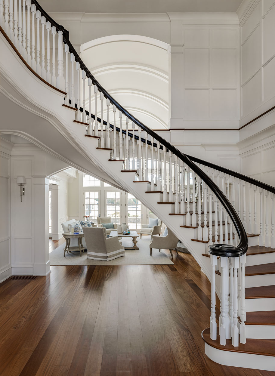 Striking Seaside Home Curved Staircase