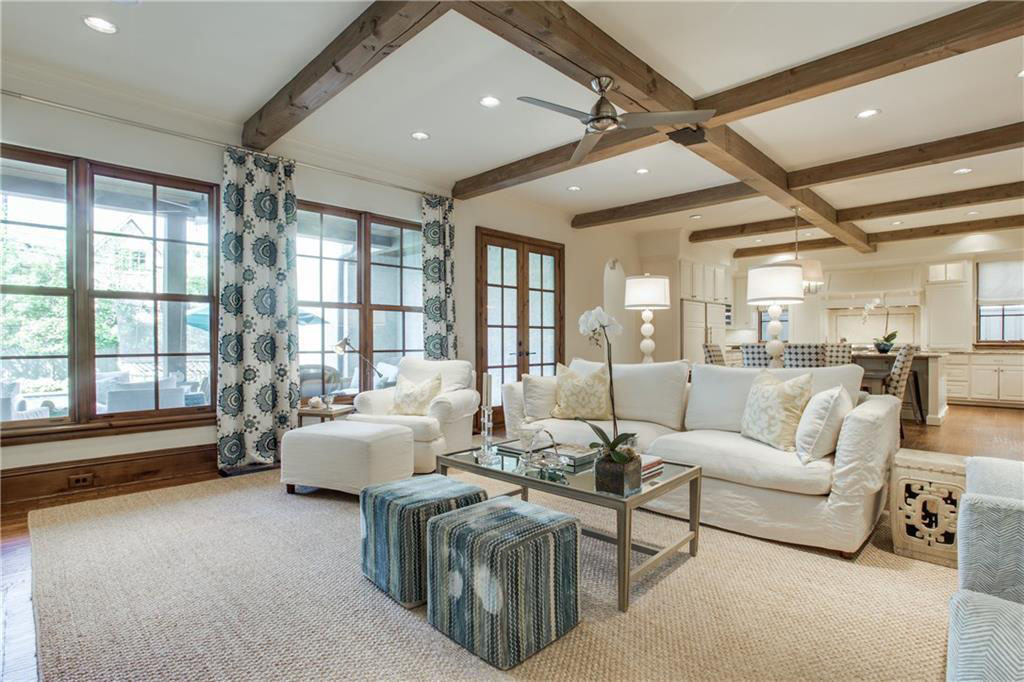 Contemporary Interior Design with Ceiling Wood Beams