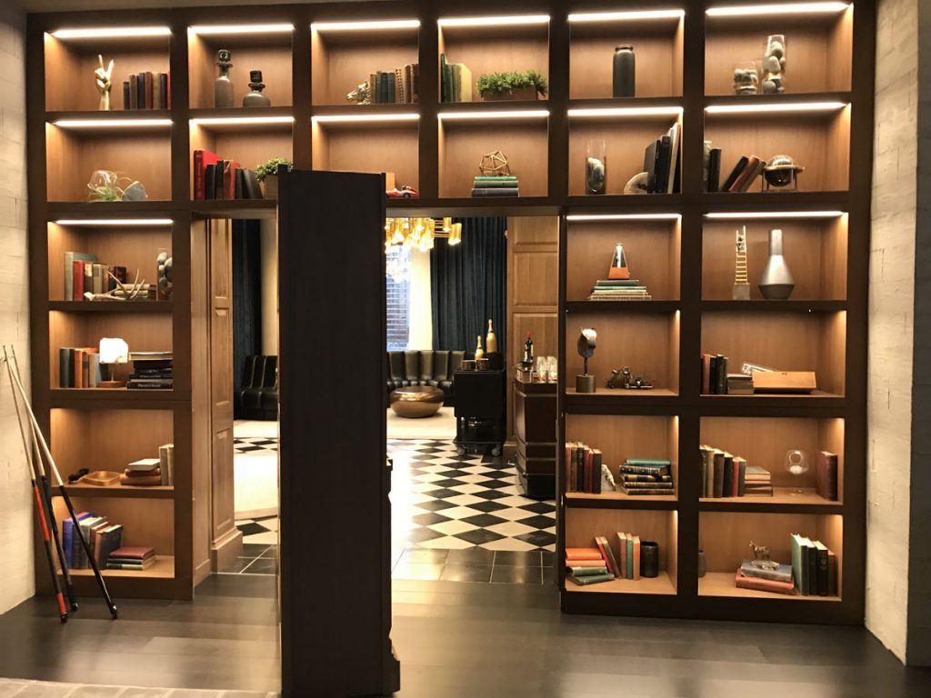 Secret Hidden Room Behind a Bookshelf at PARQ Vancouver Hotel Bar