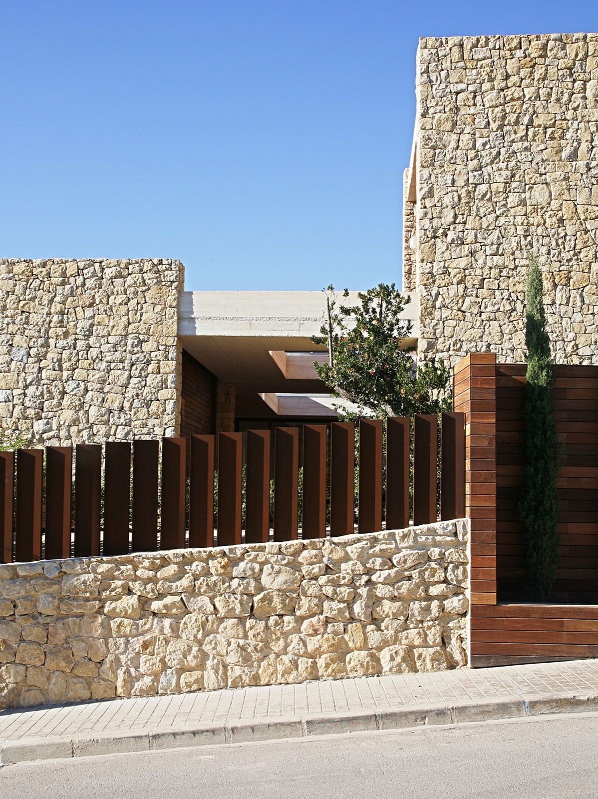 Modern Stone and Wood House